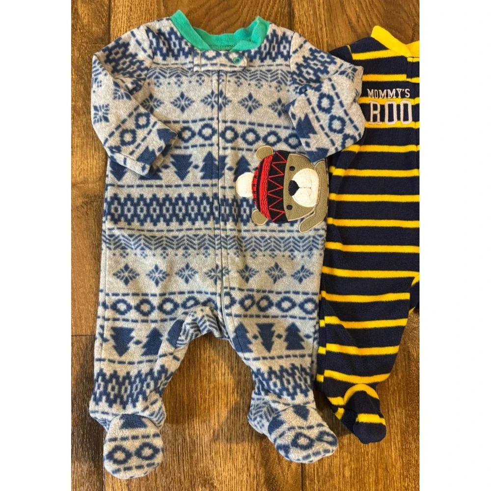 Baby‎ Boy Newborn Fleece Sleepers Clothes Lot Bundle Sleep N Play Outfits Mommy